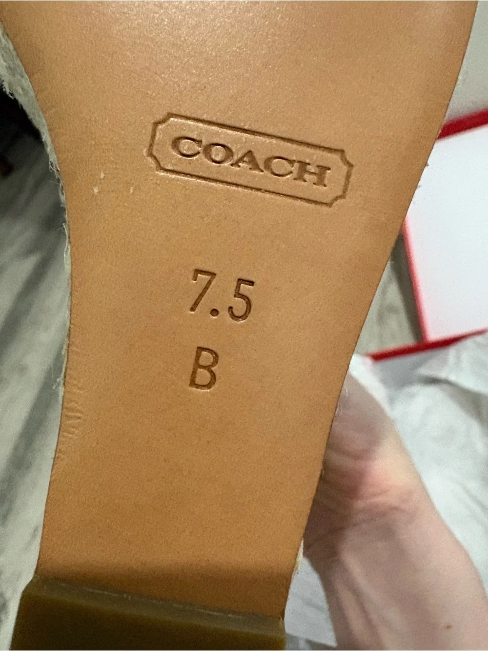 Coach Signature Canvas Peep-Toe Wedge in Beige and Brown